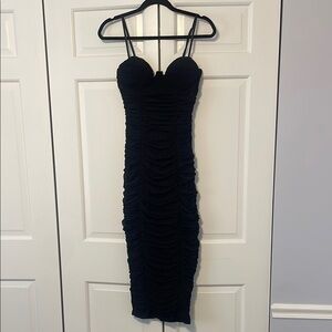 Elegant Black Ruched Dress
